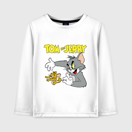 Детский лонгслив Том и Джерри - кот и мышь / Белый – фото 1