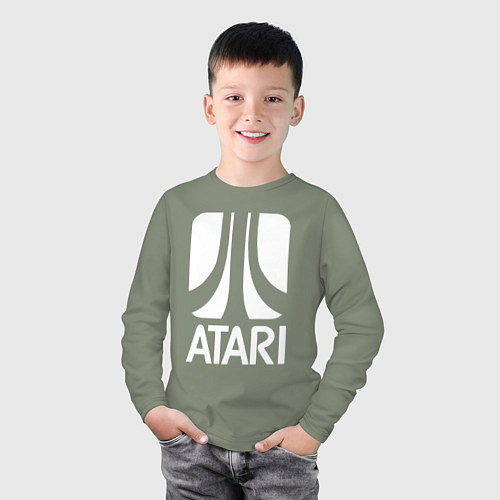 Детский лонгслив Atari logo white / Авокадо – фото 3