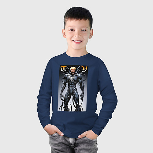 Детский лонгслив Venom-Trump collaboration - ai art fantasy / Тёмно-синий – фото 3