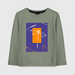 Лонгслив хлопковый детский Силуэт стрекозы-коллаж, цвет: авокадо