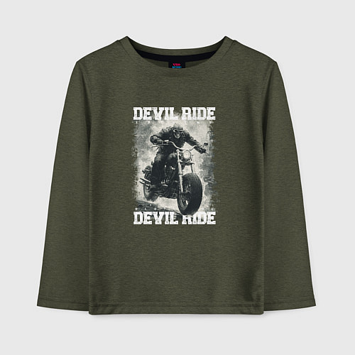 Детский лонгслив Devil ride / Меланж-хаки – фото 1