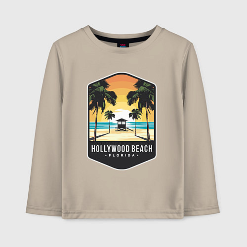 Детский лонгслив Пляж Голливуда / Миндальный – фото 1