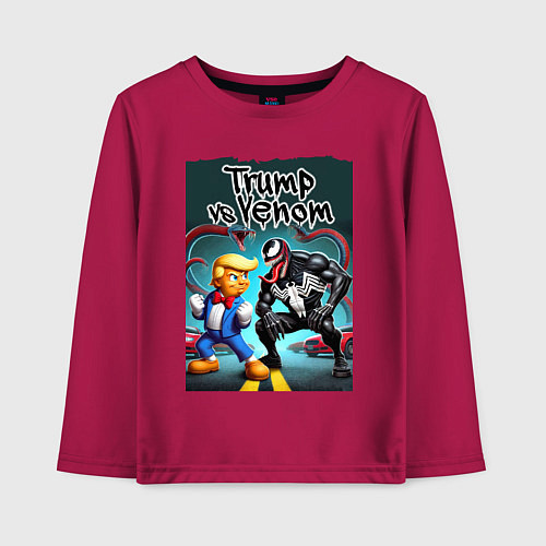 Детский лонгслив Веном против Дональда Трампа - нейроарт / Маджента – фото 1