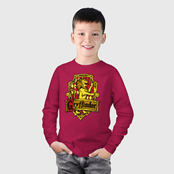 Лонгслив хлопковый детский Hogwarts - gryffindor logo, цвет: маджента — фото 2