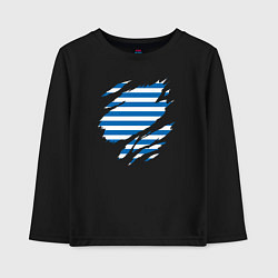 Лонгслив хлопковый детский Порванная тельняшка, цвет: черный