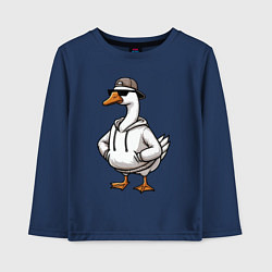 Лонгслив хлопковый детский Goose on style, цвет: тёмно-синий