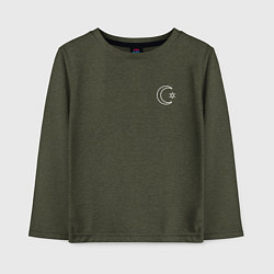 Лонгслив хлопковый детский Моя луна - из парного набора, цвет: меланж-хаки