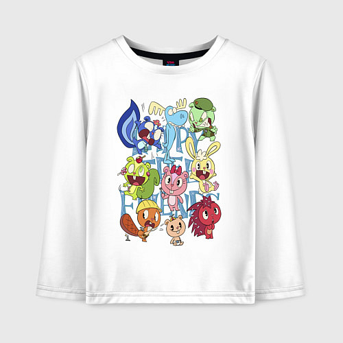 Детский лонгслив Счастливые лесные друзья / Белый – фото 1