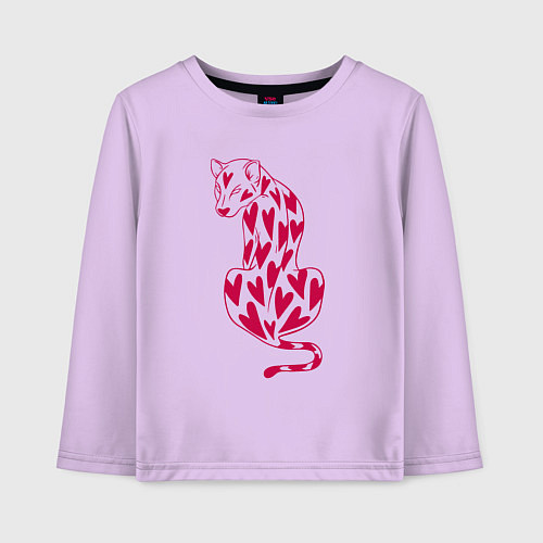 Детский лонгслив Гепард в сердцах / Лаванда – фото 1
