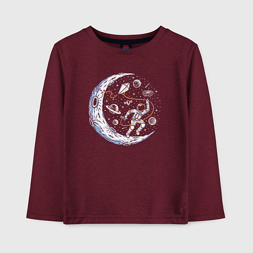 Детский лонгслив Космический воздушный змей / Меланж-бордовый – фото 1