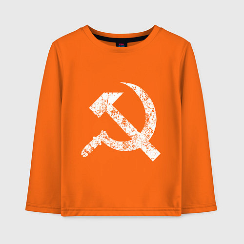 Детский лонгслив Серп и молот символ / Оранжевый – фото 1