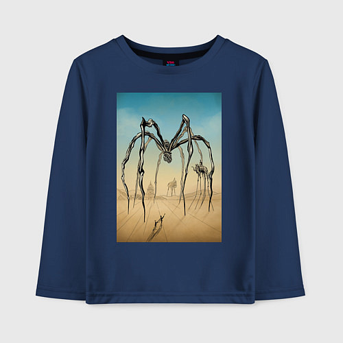Детский лонгслив Паук Дали и Буржуа цвет / Тёмно-синий – фото 1