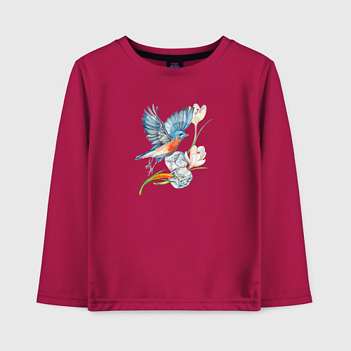 Детский лонгслив Зяблик и кубики льда / Маджента – фото 1