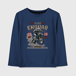 Лонгслив хлопковый детский Мотоцикл Хард эндуро, экстремальная езда, цвет: тёмно-синий