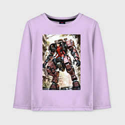 Детский лонгслив Девушка управляет огромным мехом