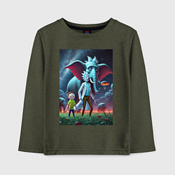Лонгслив хлопковый детский Слон похожий на Рика Санчеса - прикол, цвет: меланж-хаки
