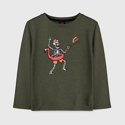Лонгслив хлопковый детский Селфи на пляже, цвет: меланж-хаки