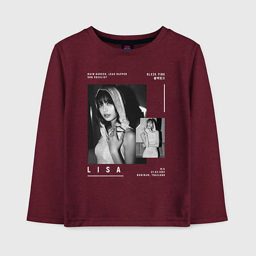 Детский лонгслив Lisa Blackpink / Меланж-бордовый – фото 1