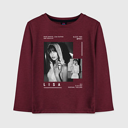 Лонгслив хлопковый детский Lisa Blackpink, цвет: меланж-бордовый