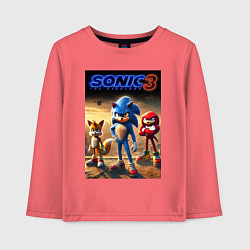 Лонгслив хлопковый детский Sonic and his team - movie, цвет: коралловый