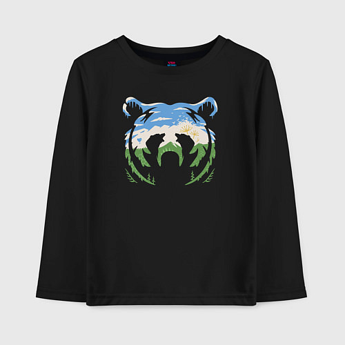 Детский лонгслив Башкирский медведь / Черный – фото 1
