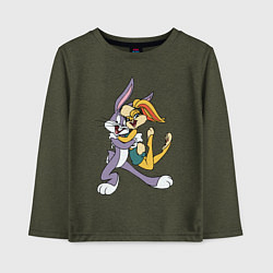 Лонгслив хлопковый детский Bugs Bunny - Lola Bunny, цвет: меланж-хаки