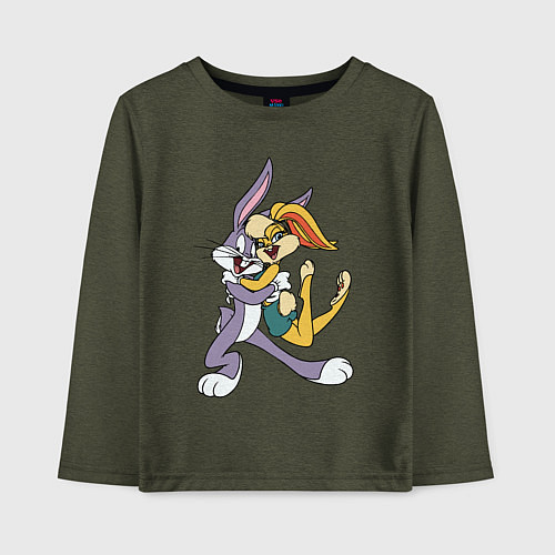 Детский лонгслив Bugs Bunny - Lola Bunny / Меланж-хаки – фото 1