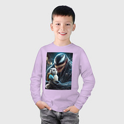 Лонгслив хлопковый детский Venom and funny kitten with backpack, цвет: лаванда — фото 2