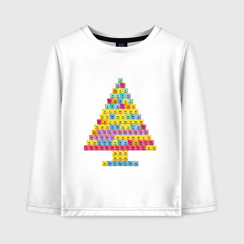 Детский лонгслив Таблица Менделеева ёлка / Белый – фото 1
