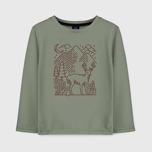 Детский лонгслив Горы и олень / Авокадо – фото 1