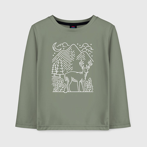 Детский лонгслив Горы и олень / Авокадо – фото 1