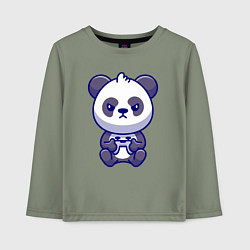Лонгслив хлопковый детский Геймер панда, цвет: авокадо