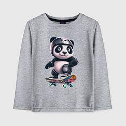 Лонгслив хлопковый детский Cool panda on a skateboard - extreme, цвет: меланж