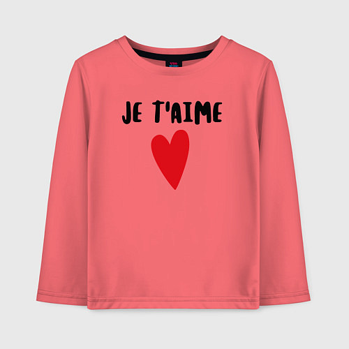 Детский лонгслив Любовь по-французски / Коралловый – фото 1