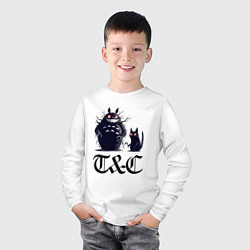 Лонгслив хлопковый детский Totoro and black cat - anime, цвет: белый — фото 2