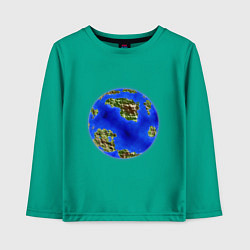 Лонгслив хлопковый детский Голубая планета двумерная, цвет: зеленый