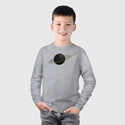 Лонгслив хлопковый детский Планета арт, коричневая с кольцом, цвет: меланж — фото 2