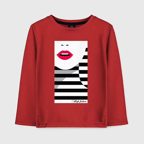 Детский лонгслив Поп -арт морячка / Красный – фото 1