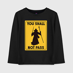 Лонгслив хлопковый детский Ты не пройдешь Гэндальф, цвет: черный
