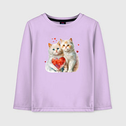 Лонгслив хлопковый детский Котята с сердцем, цвет: лаванда