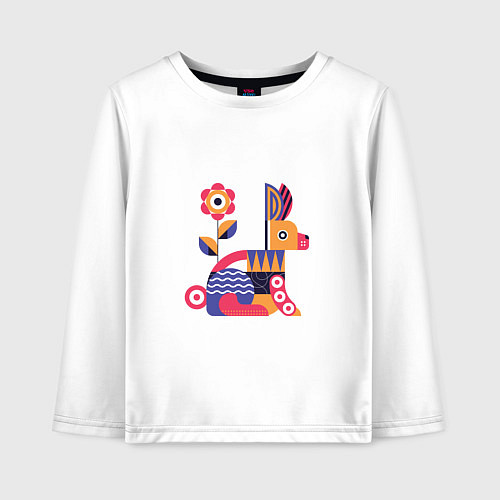 Детский лонгслив Абстрактный заяц / Белый – фото 1