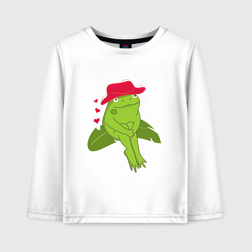 Детский лонгслив Лягушонок в шляпе / Белый – фото 1