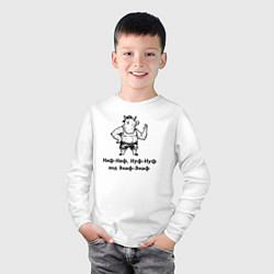 Лонгслив хлопковый детский Смешной и вредный поросенок ниф-ниф, цвет: белый — фото 2