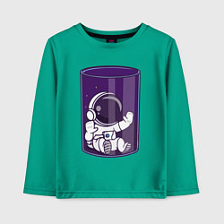 Лонгслив хлопковый детский Космонавтик в стакане, цвет: зеленый