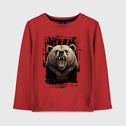 Лонгслив хлопковый детский Медведь гризли, цвет: красный