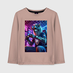 Лонгслив хлопковый детский Крутой волчара - киберспорт, цвет: пыльно-розовый