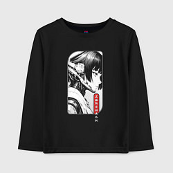 Лонгслив хлопковый детский Девушка-хакер, цвет: черный