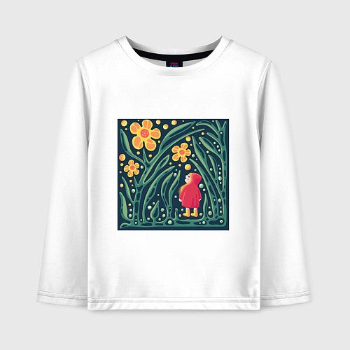 Детский лонгслив Девочка в волшебном саду / Белый – фото 1