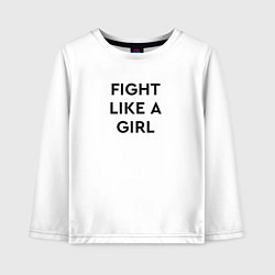 Лонгслив хлопковый детский Fight like a girl, цвет: белый