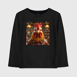 Лонгслив хлопковый детский Петух, цвет: черный